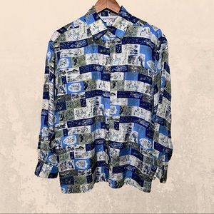 Marguerite Li Vintage Silk Button-down summer blouse size medium